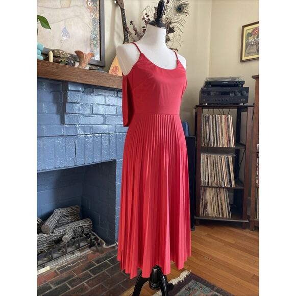 Vintage Jody T California Accordion Pleat Cami Midi Tank Cocktail Dress Disco S - Picture 2 of 13